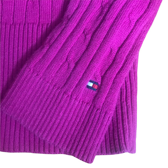 TOMMY HILFIGER Raspberry Pink Cable Knit Pull Over Sweater, size Small - Picture 6 of 8